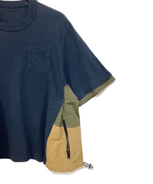 sacai（サカイ）sacai (サカイ) スポーツミックス ナイロン切替Tシャツ ネイビー サイズ:1の古着・服飾アイテム