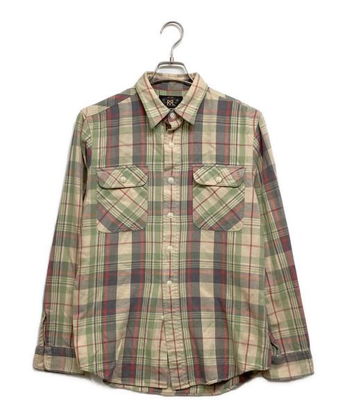 RRL（ダブルアールエル）RRL (ダブルアールエル) コットンチェックシャツ グリーン サイズ:Mの古着・服飾アイテム