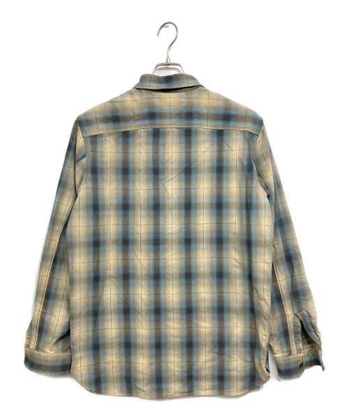 RRL（ダブルアールエル）RRL (ダブルアールエル) ウォッシュ加工 オンブレチェックシャツ ブルー×ベージュ サイズ:Mの古着・服飾アイテム