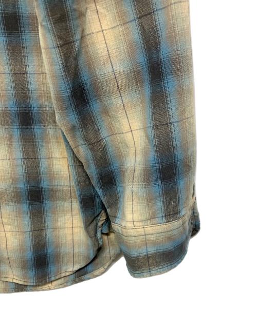 RRL（ダブルアールエル）RRL (ダブルアールエル) ウォッシュ加工 オンブレチェックシャツ ブルー×ベージュ サイズ:Mの古着・服飾アイテム