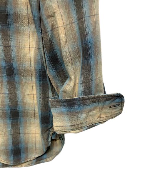 RRL（ダブルアールエル）RRL (ダブルアールエル) ウォッシュ加工 オンブレチェックシャツ ブルー×ベージュ サイズ:Mの古着・服飾アイテム