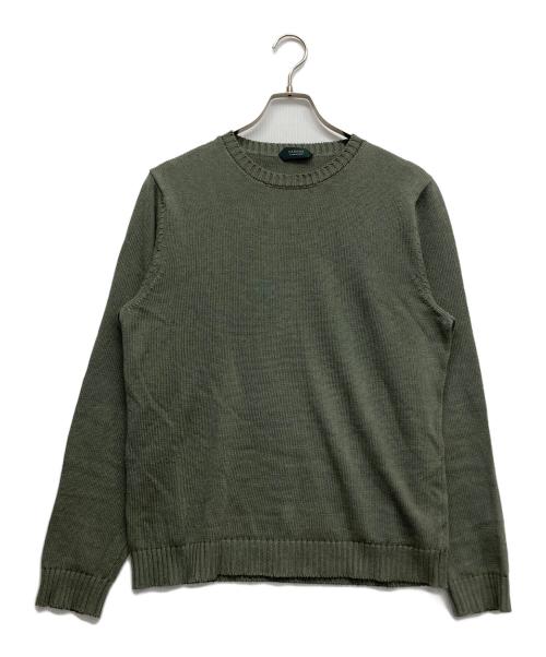 Zanone（ザノーネ）Zanone (ザノーネ) リネンコットンクルーネックニット グリーン サイズ:48の古着・服飾アイテム