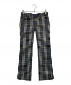 BURBERRY BLUE LABELバーバリー ブルー レーベル）の古着「モヘヤ混チェックフレアパンツ」｜グレー