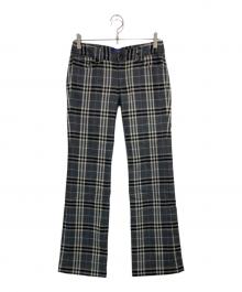 BURBERRY BLUE LABEL（バーバリー ブルー レーベル）の古着「モヘヤ混チェックフレアパンツ」｜グレー