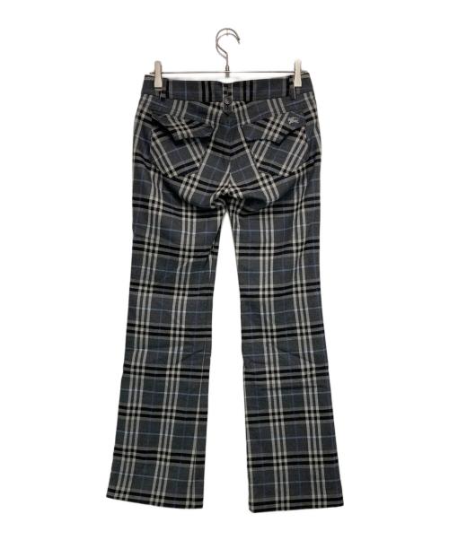BURBERRY BLUE LABEL（バーバリー ブルー レーベル）BURBERRY BLUE LABEL (バーバリー ブルー レーベル) モヘヤ混チェックフレアパンツ グレー サイズ:38の古着・服飾アイテム