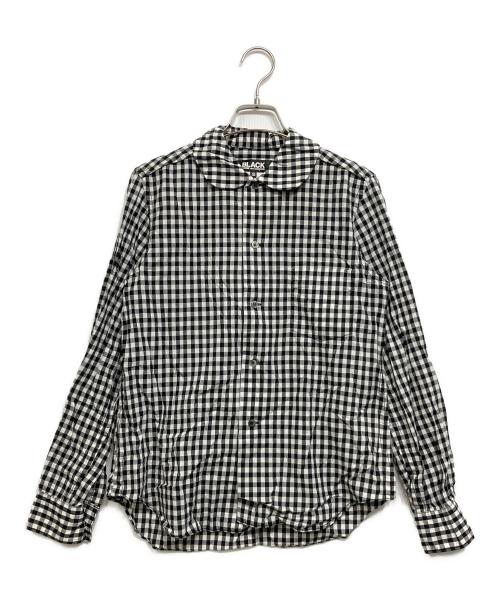 BLACK COMME des GARCONS（ブラックコムデギャルソン）BLACK COMME des GARCONS (ブラックコムデギャルソン) 丸襟ギンガムチェックシャツ ブラック×ホワイト サイズ:Sの古着・服飾アイテム