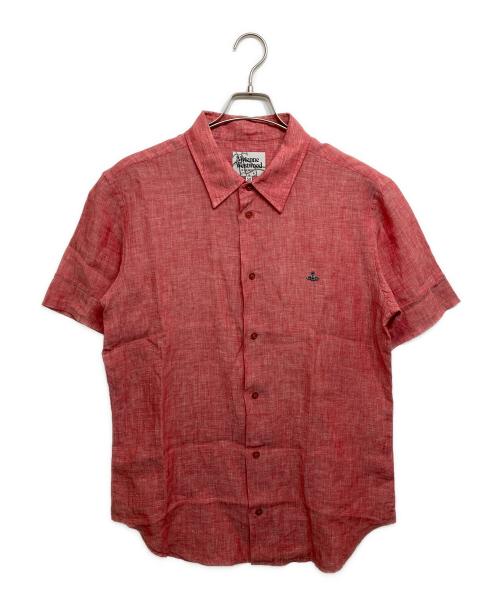 Vivienne Westwood man（ヴィヴィアン ウェストウッド マン）Vivienne Westwood man (ヴィヴィアン ウェストウッド マン) オーブ刺繍 S/Sリネンシャツ レッド サイズ:50の古着・服飾アイテム