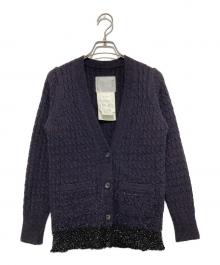 sacai（サカイ）の古着「ビジューアルパカ混カーディガン」｜ネイビー