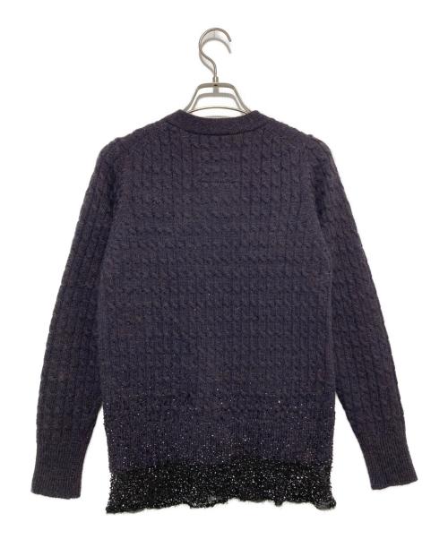 sacai（サカイ）sacai (サカイ) ビジューアルパカ混カーディガン ネイビー サイズ:3の古着・服飾アイテム