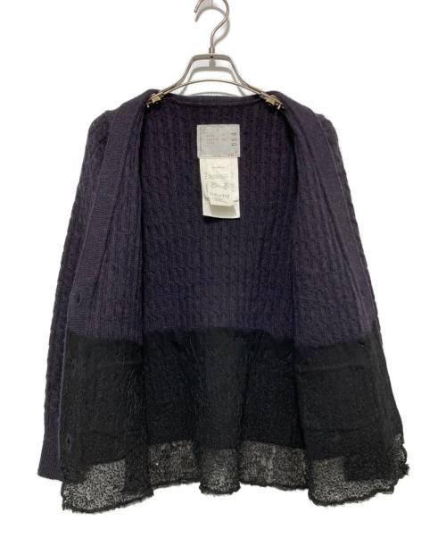 sacai（サカイ）sacai (サカイ) ビジューアルパカ混カーディガン ネイビー サイズ:3の古着・服飾アイテム