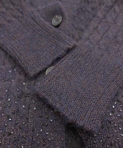 sacai（サカイ）sacai (サカイ) ビジューアルパカ混カーディガン ネイビー サイズ:3の古着・服飾アイテム