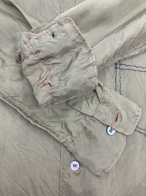 COMME des GARCONS（コムデギャルソン）COMME des GARCONS (コムデギャルソン) 製品加工 丸襟ステッチデザインシャツ オリーブ サイズ:XSの古着・服飾アイテム