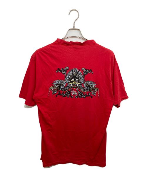 stussy（ステューシー）stussy (ステューシー) ドラゴンプリントTシャツ レッド サイズ:Ｌの古着・服飾アイテム