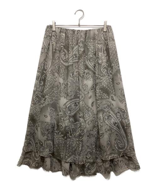 23区（ニジュウサンク）23区 (ニジュウサンク) Erica クレープペイズリープリント スカート グレー サイズ:44の古着・服飾アイテム