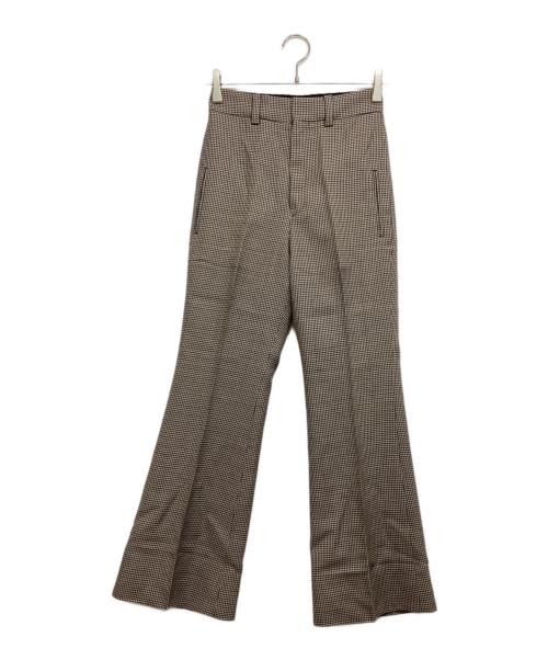 MADISON BLUE（マディソンブルー）MADISON BLUE (マディソンブルー) FLARE SLACKS GC CHECK ブラウン サイズ:XSの古着・服飾アイテム