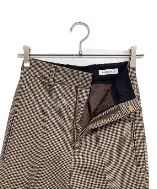 MADISON BLUE（マディソンブルー）MADISON BLUE (マディソンブルー) FLARE SLACKS GC CHECK ブラウン サイズ:XSの古着・服飾アイテム