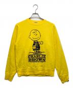A BATHING APE×PEANUTSアベイシングエイプ×ピーナッツ）の古着「CHARLIE BROWNプリントスウェット」｜イエロー