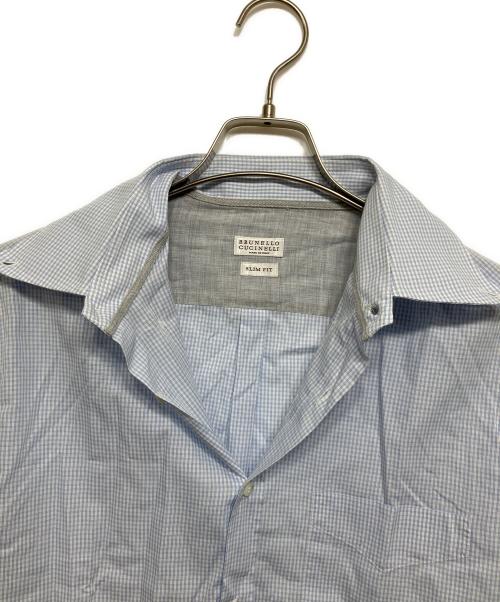 BRUNELLO CUCINELLI（ブルネロクチネリ）BRUNELLO CUCINELLI (ブルネロクチネリ) ボタンダウンスリムフィットシャツ スカイブルー サイズ:Mの古着・服飾アイテム