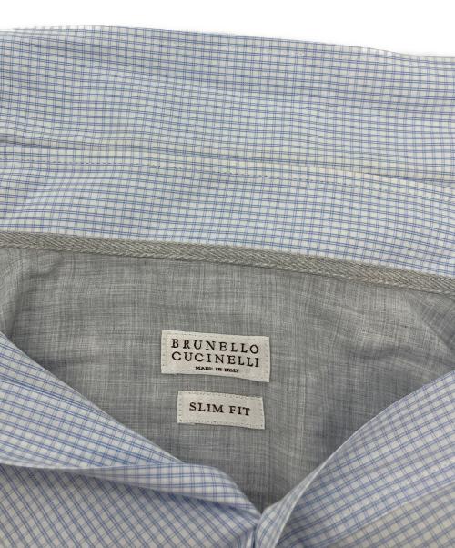BRUNELLO CUCINELLI（ブルネロクチネリ）BRUNELLO CUCINELLI (ブルネロクチネリ) ボタンダウンスリムフィットシャツ スカイブルー サイズ:Mの古着・服飾アイテム