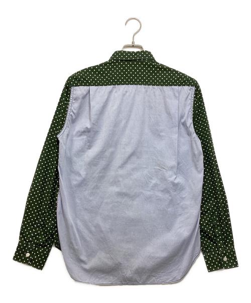 COMME des GARCONS HOMME（コムデギャルソン オム）COMME des GARCONS HOMME (コムデギャルソン オム) 前後切替ドットシャツ グリーン×ブルー サイズ:Sの古着・服飾アイテム