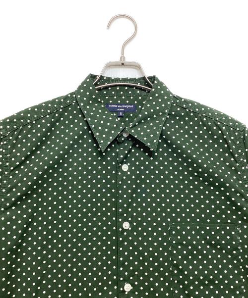 COMME des GARCONS HOMME（コムデギャルソン オム）COMME des GARCONS HOMME (コムデギャルソン オム) 前後切替ドットシャツ グリーン×ブルー サイズ:Sの古着・服飾アイテム