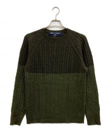 COMME des GARCONS HOMME（コムデギャルソン オム）の古着「バイカラーケーブルニット」｜カーキ