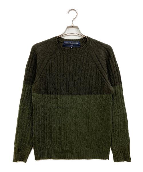 COMME des GARCONS HOMME（コムデギャルソン オム）COMME des GARCONS HOMME (コムデギャルソン オム) バイカラーケーブルニット カーキ サイズ:Ｍの古着・服飾アイテム