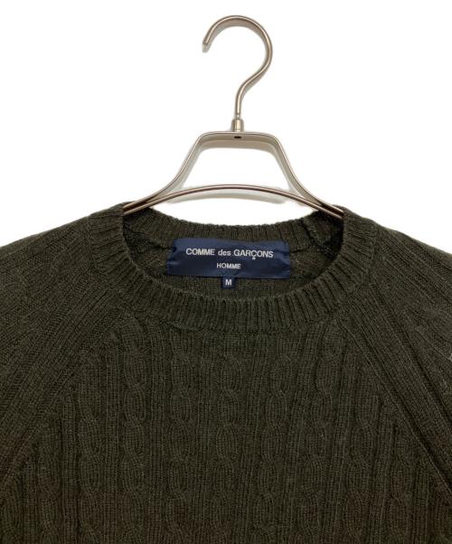 COMME des GARCONS HOMME（コムデギャルソン オム）COMME des GARCONS HOMME (コムデギャルソン オム) バイカラーケーブルニット カーキ サイズ:Ｍの古着・服飾アイテム