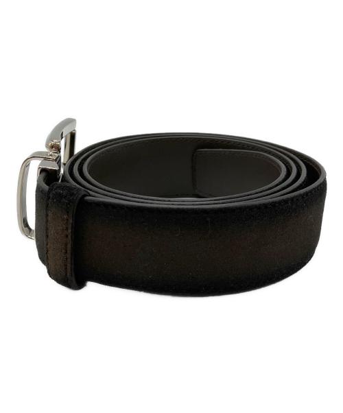 MONTBLANC（モンブラン）MONTBLANC (モンブラン) スウェードレザーベルト ダークブラウン×ブラックの古着・服飾アイテム