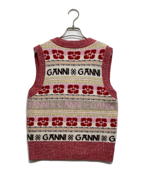 GANNI（ガニー）GANNI (ガニー) ロゴウールミックスベスト ピンク サイズ:Ｓの古着・服飾アイテム