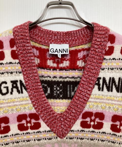 GANNI（ガニー）GANNI (ガニー) ロゴウールミックスベスト ピンク サイズ:Ｓの古着・服飾アイテム