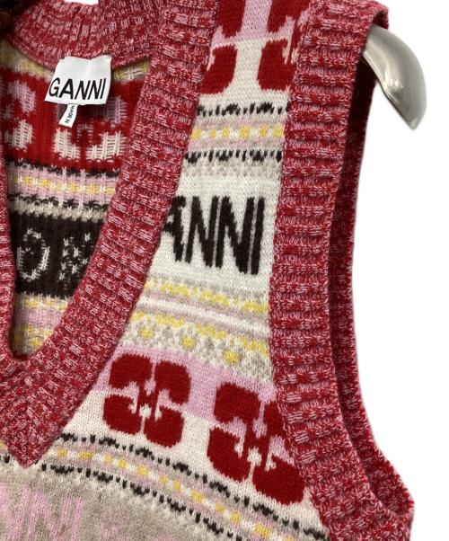 GANNI（ガニー）GANNI (ガニー) ロゴウールミックスベスト ピンク サイズ:Ｓの古着・服飾アイテム