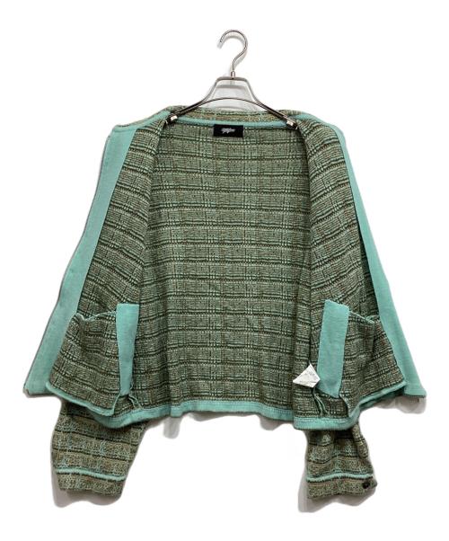 myne（マイン）MYNE (マイン) ツイードニットジャケット グリーン サイズ:Ｌの古着・服飾アイテム