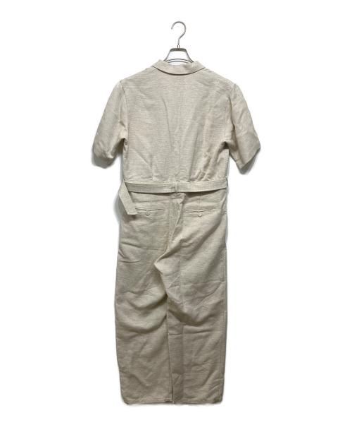 GALERIE VIE（ギャルリーヴィー）GALERIE VIE (ギャルリーヴィー) スムースリネン オープンカラージャンプスーツ ベージュ サイズ:Fの古着・服飾アイテム