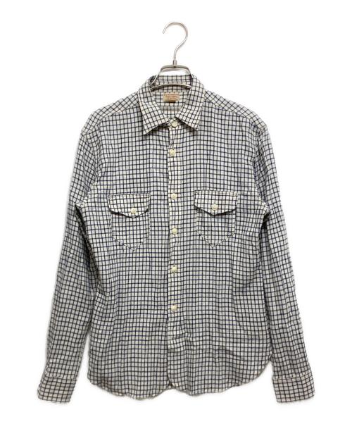O.J.TAILORING & Co（オー・ジェイ・テイラリング・アンド・カンパニー）O.J.TAILORING & Co (オー・ジェイ・テイラリング・アンド・カンパニー) チェックシャツ ホワイト×ブルー サイズ:14/1/2の古着・服飾アイテム
