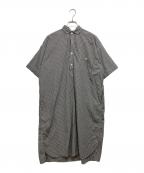 DANTONダントン）の古着「COTTON POPLIN PO  / コットンポプリン プルオーバー シャツワンピース」｜ブラック×ホワイト