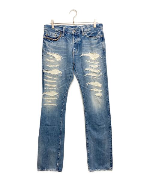 Hysteric Glamour（ヒステリックグラマー）Hysteric Glamour (ヒステリックグラマー) ECR加工 スタッズデニムパンツ インディゴ サイズ:W33の古着・服飾アイテム