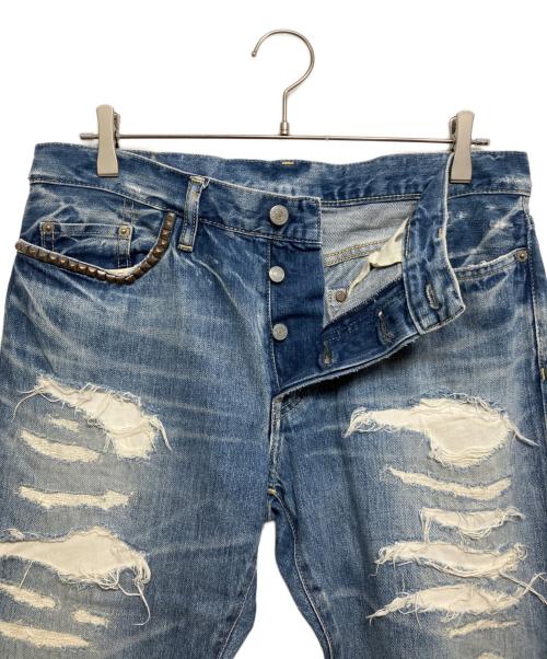 Hysteric Glamour（ヒステリックグラマー）Hysteric Glamour (ヒステリックグラマー) ECR加工 スタッズデニムパンツ インディゴ サイズ:W33の古着・服飾アイテム