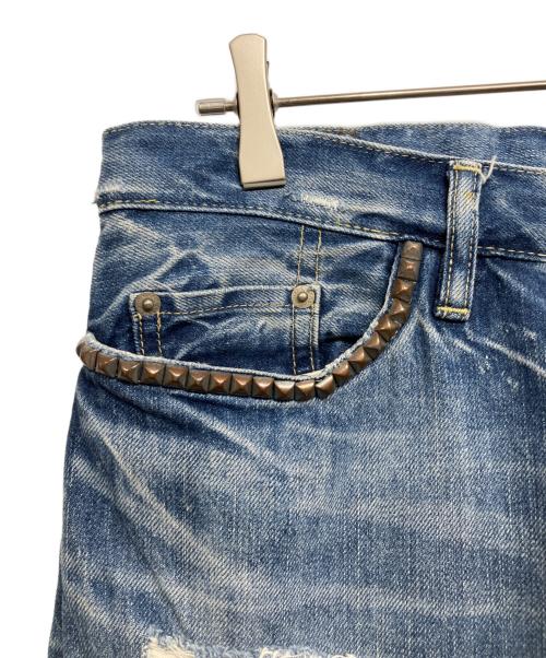 Hysteric Glamour（ヒステリックグラマー）Hysteric Glamour (ヒステリックグラマー) ECR加工 スタッズデニムパンツ インディゴ サイズ:W33の古着・服飾アイテム