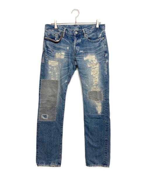 Hysteric Glamour（ヒステリックグラマー）Hysteric Glamour (ヒステリックグラマー) NOBU REMAKE 加工 スタッズデニムパンツ ブルー サイズ:SIZE W32の古着・服飾アイテム