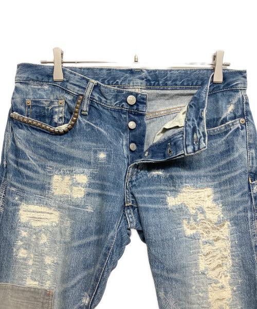 Hysteric Glamour（ヒステリックグラマー）Hysteric Glamour (ヒステリックグラマー) NOBU REMAKE 加工 スタッズデニムパンツ ブルー サイズ:SIZE W32の古着・服飾アイテム