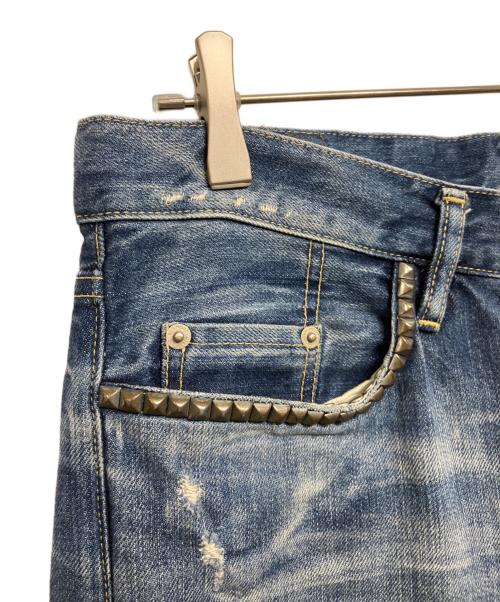 Hysteric Glamour（ヒステリックグラマー）Hysteric Glamour (ヒステリックグラマー) RSM加工 スタッズ デニムストレートパンツ インディゴ サイズ:32inchの古着・服飾アイテム