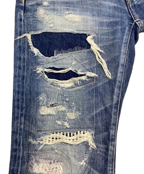 Hysteric Glamour（ヒステリックグラマー）Hysteric Glamour (ヒステリックグラマー) RSM加工 スタッズ デニムストレートパンツ インディゴ サイズ:32inchの古着・服飾アイテム