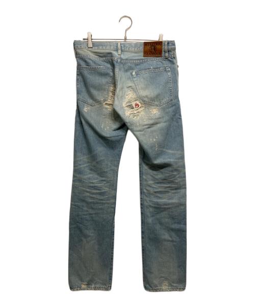 Hysteric Glamour（ヒステリックグラマー）Hysteric Glamour (ヒステリックグラマー) NOBU REMAKE加工 スタッズデニムパンツ ブルー サイズ:32inchの古着・服飾アイテム