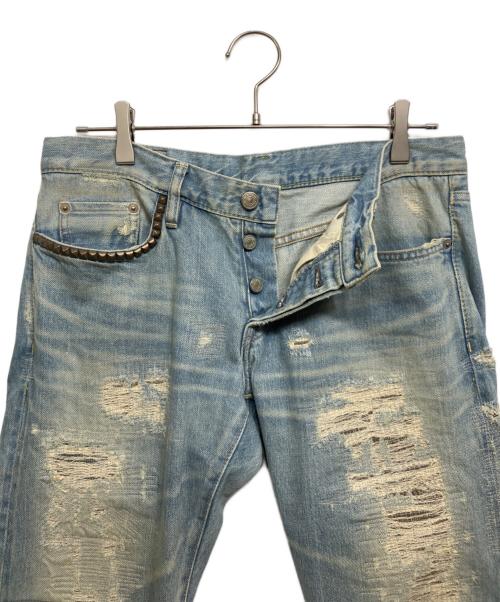 Hysteric Glamour（ヒステリックグラマー）Hysteric Glamour (ヒステリックグラマー) NOBU REMAKE加工 スタッズデニムパンツ ブルー サイズ:32inchの古着・服飾アイテム