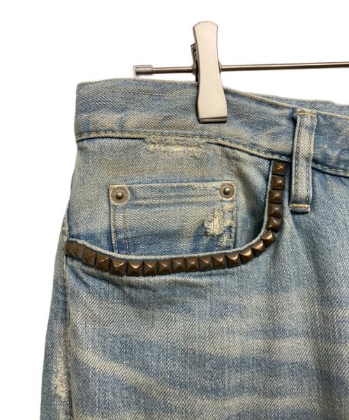 Hysteric Glamour（ヒステリックグラマー）Hysteric Glamour (ヒステリックグラマー) NOBU REMAKE加工 スタッズデニムパンツ ブルー サイズ:32inchの古着・服飾アイテム
