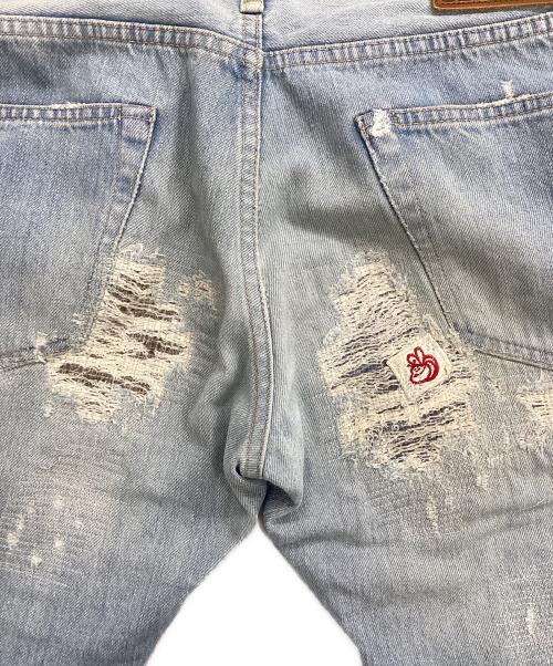 Hysteric Glamour（ヒステリックグラマー）Hysteric Glamour (ヒステリックグラマー) NOBU REMAKE加工 スタッズデニムパンツ ブルー サイズ:32inchの古着・服飾アイテム