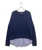 LAUREN RALPH LAURENローレン ラルフ ローレン）の古着「レイヤード ケーブルニット セーター」｜ネイビー