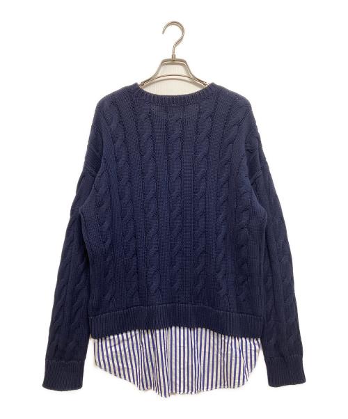 LAUREN RALPH LAUREN（ローレン ラルフ ローレン）LAUREN RALPH LAUREN (ローレン ラルフ ローレン) レイヤード ケーブルニット セーター ネイビー サイズ:LGの古着・服飾アイテム