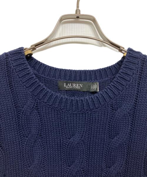 LAUREN RALPH LAUREN（ローレン ラルフ ローレン）LAUREN RALPH LAUREN (ローレン ラルフ ローレン) レイヤード ケーブルニット セーター ネイビー サイズ:LGの古着・服飾アイテム